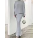 Batwing Sleeves Pearl Solid Color Round-Neck Shirts&Skirts Suits Batwing Sleeves Pearl Solid Color Round-Neck Shirts&Skirts Suits