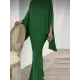 Batwing Sleeves Pearl Solid Color Round-Neck Shirts&Skirts Suits Batwing Sleeves Pearl Solid Color Round-Neck Shirts&Skirts Suits