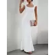 Solid Color High Waisted Mermaid Square-Neck Maxi Dresses Solid Color High Waisted Mermaid Square-Neck Maxi Dresses