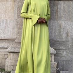 Solid Color Flared Sleeves Long Sleeves High-neck Maxi Dresses