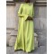 Solid Color Flared Sleeves Long Sleeves High-neck Maxi Dresses