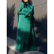 Solid Color Flared Sleeves Long Sleeves High-neck Maxi Dresses Solid Color Flared Sleeves Long Sleeves High-neck Maxi Dresses