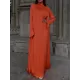 Solid Color Flared Sleeves Long Sleeves High-neck Maxi Dresses Solid Color Flared Sleeves Long Sleeves High-neck Maxi Dresses