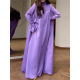 Solid Color Flared Sleeves Long Sleeves High-neck Maxi Dresses Solid Color Flared Sleeves Long Sleeves High-neck Maxi Dresses