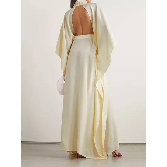 Batwing Sleeves Backless Belted Hollow Split-Front High-Neck Evening Dresses Batwing Sleeves Backless Belted Hollow Split-Front High-Neck Evening Dresses
