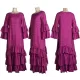 Falbala Solid Color Flared Sleeves Loose Round-neck Maxi Dresses Falbala Solid Color Flared Sleeves Loose Round-neck Maxi Dresses