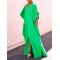 Batwing Sleeves Loose Solid Color Split-Side V-Neck Maxi Dresses