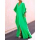 Batwing Sleeves Loose Solid Color Split-Side V-Neck Maxi Dresses Batwing Sleeves Loose Solid Color Split-Side V-Neck Maxi Dresses