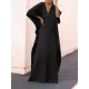 Batwing Sleeves Loose Solid Color Split-Side V-Neck Maxi Dresses Batwing Sleeves Loose Solid Color Split-Side V-Neck Maxi Dresses