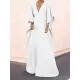 Batwing Sleeves Loose Solid Color Split-Side V-Neck Maxi Dresses Batwing Sleeves Loose Solid Color Split-Side V-Neck Maxi Dresses