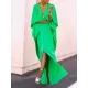 Batwing Sleeves Loose Solid Color Split-Side V-Neck Maxi Dresses Batwing Sleeves Loose Solid Color Split-Side V-Neck Maxi Dresses