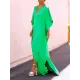 Batwing Sleeves Loose Solid Color Split-Side V-Neck Maxi Dresses Batwing Sleeves Loose Solid Color Split-Side V-Neck Maxi Dresses