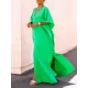 Batwing Sleeves Loose Solid Color Split-Side V-Neck Maxi Dresses Batwing Sleeves Loose Solid Color Split-Side V-Neck Maxi Dresses