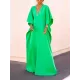Batwing Sleeves Loose Solid Color Split-Side V-Neck Maxi Dresses Batwing Sleeves Loose Solid Color Split-Side V-Neck Maxi Dresses