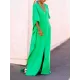 Batwing Sleeves Loose Solid Color Split-Side V-Neck Maxi Dresses Batwing Sleeves Loose Solid Color Split-Side V-Neck Maxi Dresses