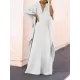 Batwing Sleeves Loose Solid Color Split-Side V-Neck Maxi Dresses Batwing Sleeves Loose Solid Color Split-Side V-Neck Maxi Dresses
