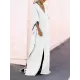 Batwing Sleeves Loose Solid Color Split-Side V-Neck Maxi Dresses Batwing Sleeves Loose Solid Color Split-Side V-Neck Maxi Dresses