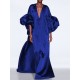 Solid Color Loose Puff Sleeves V-neck Maxi Dresses Solid Color Loose Puff Sleeves V-neck Maxi Dresses