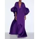 Solid Color Loose Puff Sleeves V-neck Maxi Dresses Solid Color Loose Puff Sleeves V-neck Maxi Dresses