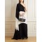 Batwing Sleeves Contrast Color Split-Side One-Shoulder Maxi Dresses
