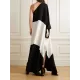 Batwing Sleeves Contrast Color Split-Side One-Shoulder Maxi Dresses Batwing Sleeves Contrast Color Split-Side One-Shoulder Maxi Dresses