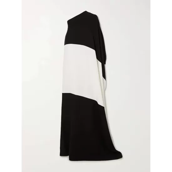 Batwing Sleeves Contrast Color Split-Side One-Shoulder Maxi Dresses Batwing Sleeves Contrast Color Split-Side One-Shoulder Maxi Dresses