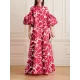 Loose Flower Shape Solid Color Stand Collar Lantern Sleeves Maxi Dresses Loose Flower Shape Solid Color Stand Collar Lantern Sleeves Maxi Dresses