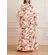 Loose Flower Shape Solid Color Stand Collar Lantern Sleeves Maxi Dresses Loose Flower Shape Solid Color Stand Collar Lantern Sleeves Maxi Dresses