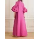 Loose Flower Shape Solid Color Stand Collar Lantern Sleeves Maxi Dresses Loose Flower Shape Solid Color Stand Collar Lantern Sleeves Maxi Dresses