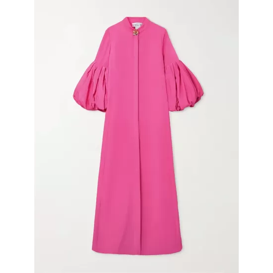 Loose Flower Shape Solid Color Stand Collar Lantern Sleeves Maxi Dresses Loose Flower Shape Solid Color Stand Collar Lantern Sleeves Maxi Dresses