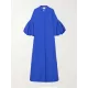 Loose Flower Shape Solid Color Stand Collar Lantern Sleeves Maxi Dresses Loose Flower Shape Solid Color Stand Collar Lantern Sleeves Maxi Dresses