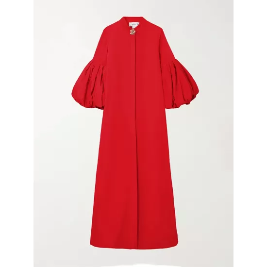 Loose Flower Shape Solid Color Stand Collar Lantern Sleeves Maxi Dresses Loose Flower Shape Solid Color Stand Collar Lantern Sleeves Maxi Dresses