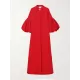 Loose Flower Shape Solid Color Stand Collar Lantern Sleeves Maxi Dresses Loose Flower Shape Solid Color Stand Collar Lantern Sleeves Maxi Dresses
