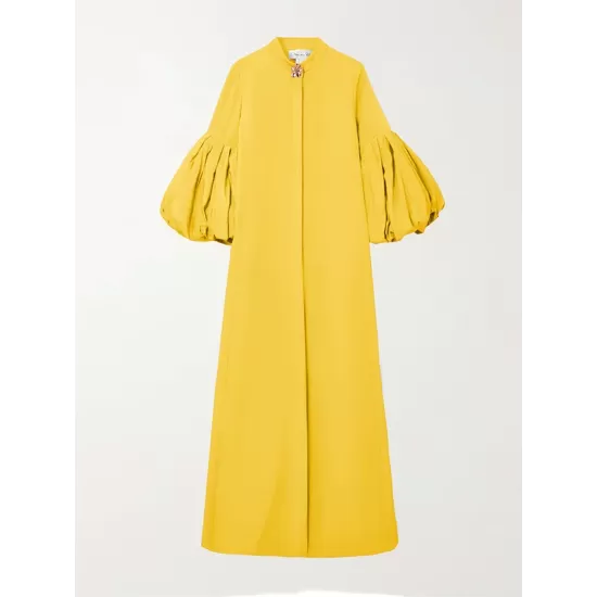 Loose Flower Shape Solid Color Stand Collar Lantern Sleeves Maxi Dresses Loose Flower Shape Solid Color Stand Collar Lantern Sleeves Maxi Dresses