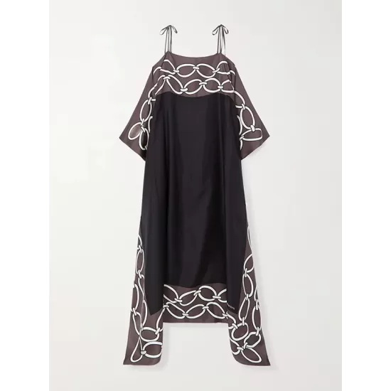 Bandage Contrast Color Printed Loose Spaghetti-Neck Maxi Dresses Bandage Contrast Color Printed Loose Spaghetti-Neck Maxi Dresses