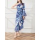 Asymmetric Falbala Floral Printed Batwing Sleeves Loose One-shoulder Midi Dresses Asymmetric Falbala Floral Printed Batwing Sleeves Loose One-shoulder Midi Dresses