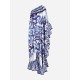 Asymmetric Falbala Floral Printed Batwing Sleeves Loose One-shoulder Midi Dresses Asymmetric Falbala Floral Printed Batwing Sleeves Loose One-shoulder Midi Dresses