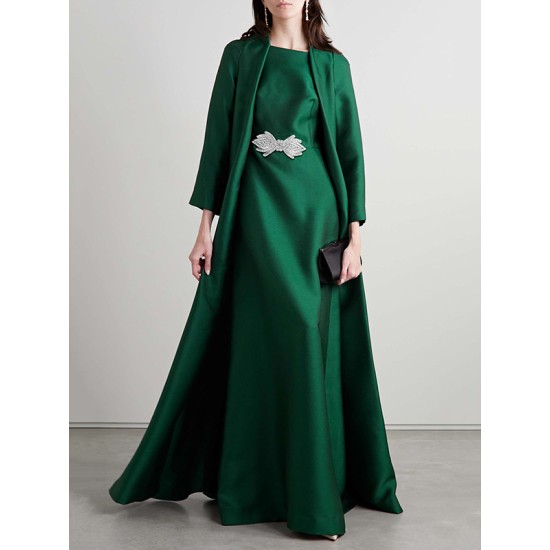 Embroidered Solid Color Long Sleeves Loose Evening Dresses Embroidered Solid Color Long Sleeves Loose Evening Dresses