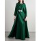 Embroidered Solid Color Long Sleeves Loose Evening Dresses