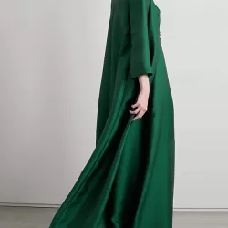 Embroidered Solid Color Long Sleeves Loose Evening Dresses