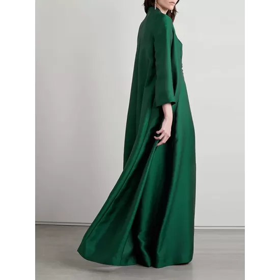 Embroidered Solid Color Long Sleeves Loose Evening Dresses Embroidered Solid Color Long Sleeves Loose Evening Dresses