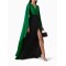 Batwing Sleeves Bandage Contrast Color Split-Front Zipper V-Neck Evening Dresses