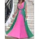 Contrast Color Pleated Sleeveless V-neck Maxi Dresses Contrast Color Pleated Sleeveless V-neck Maxi Dresses