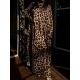 Leopard Flared Sleeves Long Sleeves High-neck Maxi Dresses Leopard Flared Sleeves Long Sleeves High-neck Maxi Dresses
