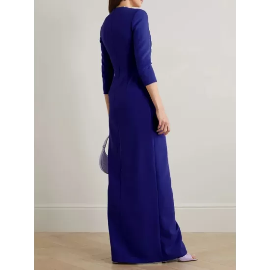 Asymmetric Pleated Solid Color Split-side Zipper Long Sleeves Skinny Maxi Dresses Evening Dresses Asymmetric Pleated Solid Color Split-side Zipper Long Sleeves Skinny Maxi Dresses Evening Dresses
