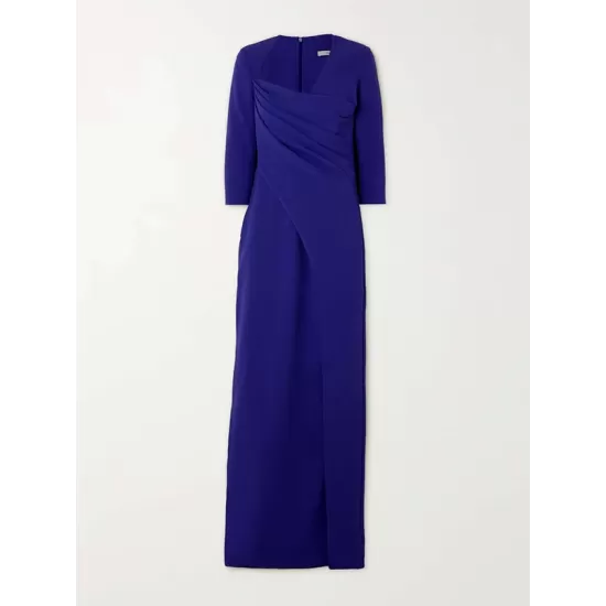 Asymmetric Pleated Solid Color Split-side Zipper Long Sleeves Skinny Maxi Dresses Evening Dresses Asymmetric Pleated Solid Color Split-side Zipper Long Sleeves Skinny Maxi Dresses Evening Dresses