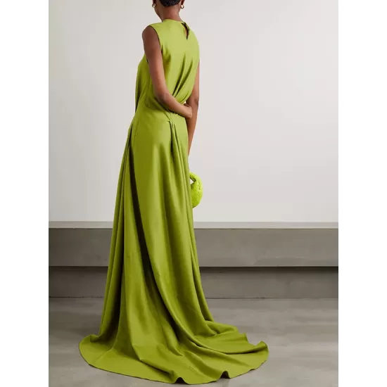 Solid Color Tied Waist Sleeveless Maxi Dresses Solid Color Tied Waist Sleeveless Maxi Dresses