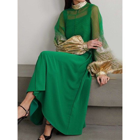 Contrast Color Split-Joint Lantern Sleeves High-Neck Cover-Ups Tops&Midi Dresses Suits Contrast Color Split-Joint Lantern Sleeves High-Neck Cover-Ups Tops&Midi Dresses Suits