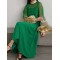 Contrast Color Split-Joint Lantern Sleeves High-Neck Cover-Ups Tops&Midi Dresses Suits