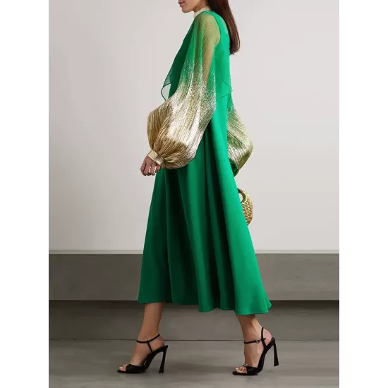 Contrast Color Split-Joint Lantern Sleeves High-Neck Cover-Ups Tops&Midi Dresses Suits Contrast Color Split-Joint Lantern Sleeves High-Neck Cover-Ups Tops&Midi Dresses Suits